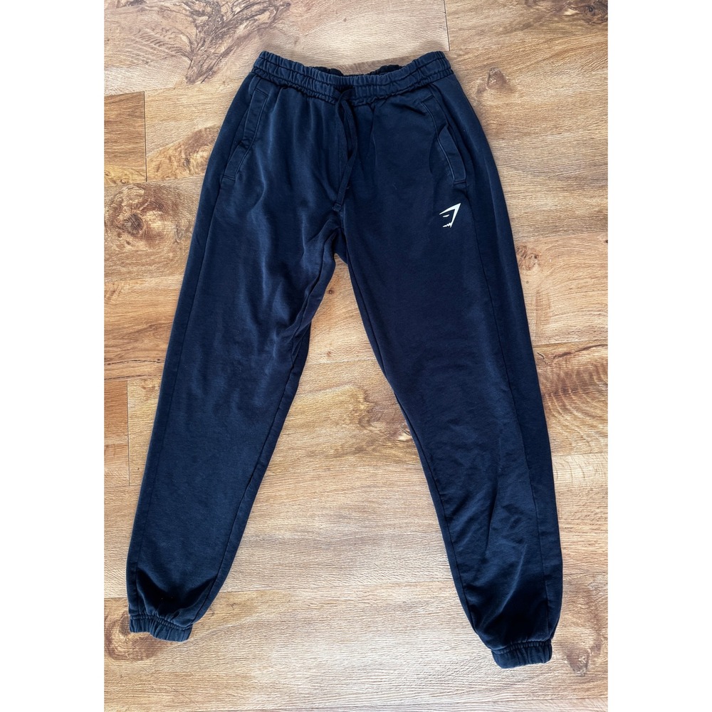 Gymshark Mens Crest Joggers Black Medium Sweatpants Training Gym Activewear